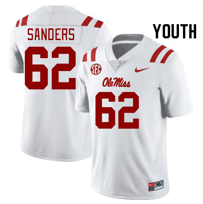 Youth #62 Brycen Sanders Ole Miss Rebels College Football Jerseyes Stitched Sale-White